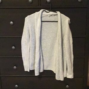 sparkly light gray cardigan